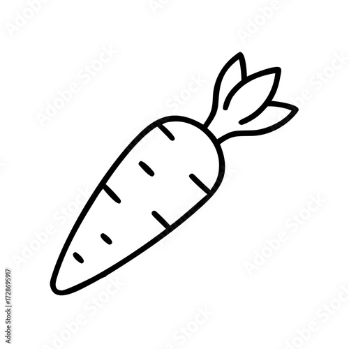 Line art carrot vegetable outline illustration  