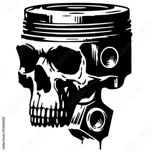 Skull piston silhouette vector design