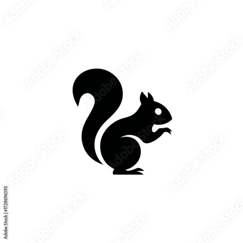 Simple black silhouette of a squirrel