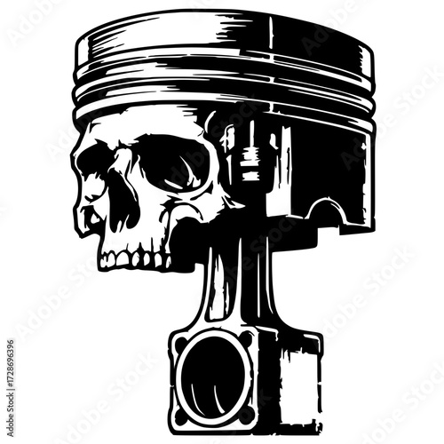 Skull piston silhouette vector design