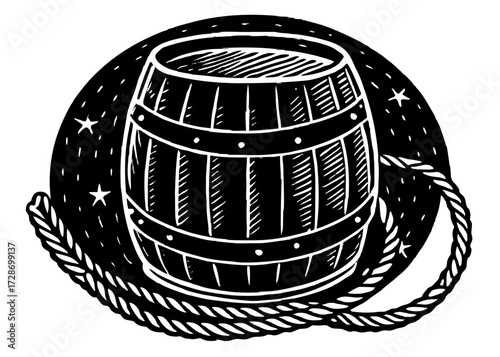 Barrel And Rope Silhouette, Columbus Day Voyage SVG, PNG