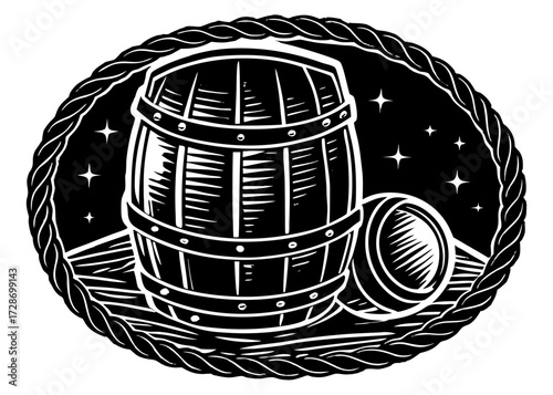 Barrel And Rope Silhouette, Columbus Day Voyage SVG, PNG