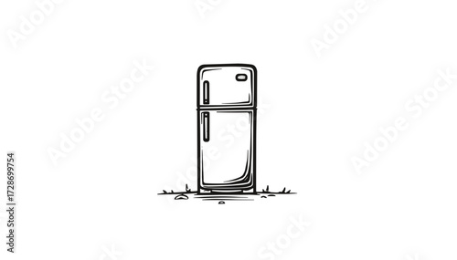 Vector illustration of a double-door refrigerator