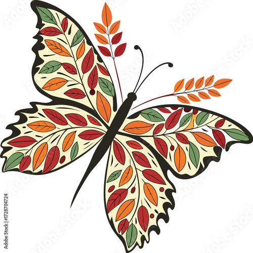Vibrant Butterfly with Full, Colourful Floral Fillers and Decorative Elements