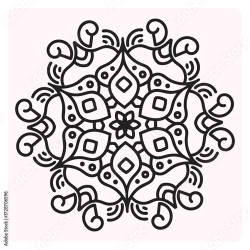 Mandala art black hand-drawn 