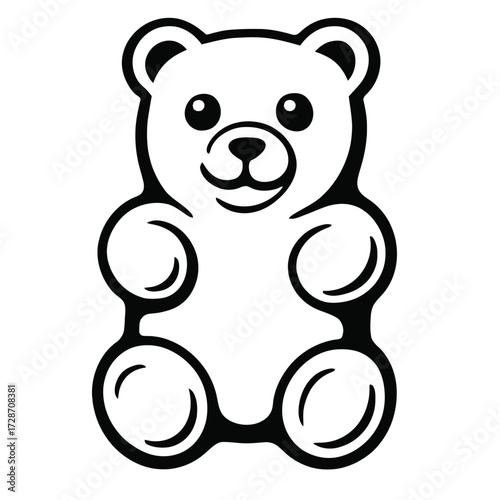 Playful Black and White Gummy Bear - Cute Candy Vector Illustration for Confectionery, Kids, and Fun Designs