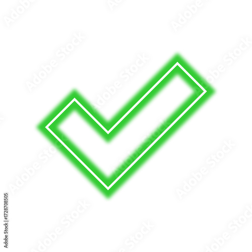 Free Download A glowing green check mark symbol with a double outline, isolated on a white background. - GFXLoad