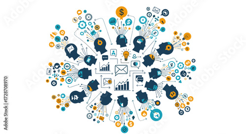 Visualizing the interconnectedness of ideas and information flow within a collaborative network.