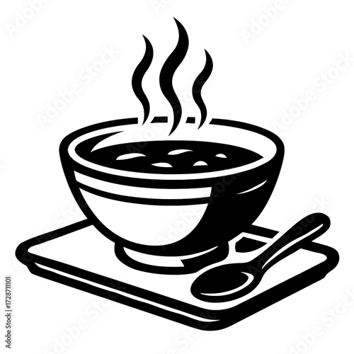 Vector Illustration of a Hot Steaming Bowl of Soup