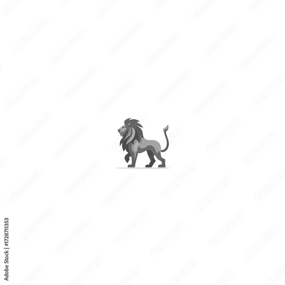 Obraz premium Gray lion illustration on white background