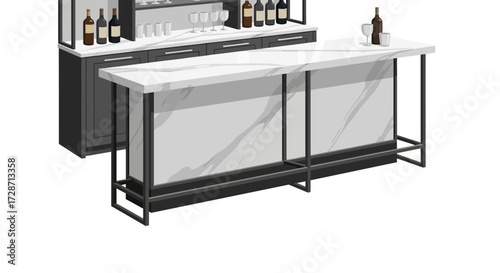 Contemporary bar cabinet with marble countertop for a sleek dining space