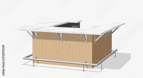 Contemporary Minimalist Outdoor Bar Illustration with Faux Marble Countertop
