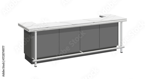 Isolated bar counter with marble countertop and metal footrest design