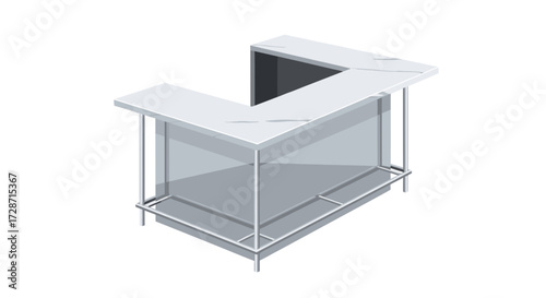 Isometric stylish bar counter design with marbled countertop surface