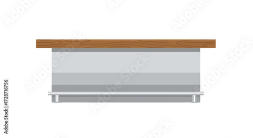 Simple indoor roller blind window with wood frame isolated design