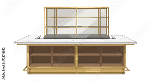 Sophisticated gold bar illustration with white marble countertop design