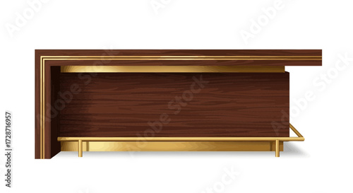 Sophisticated dark wood bar counter with golden accents illustration