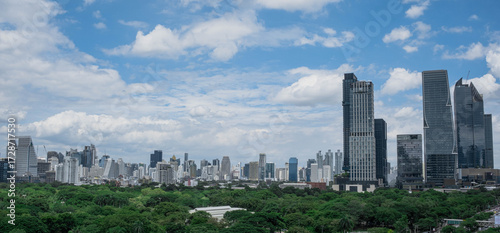 buildings in cityscape tower in Bangkok city in Asia Thailand