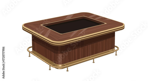 Stylized illustration of an isolated dark wooden vintage bar cabinet
