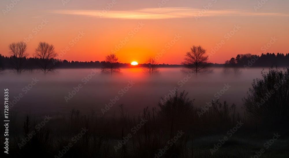 Obraz premium Sunrise over misty landscape