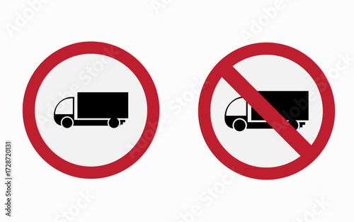 Vector art of truck traffic sign the sign on the left indicates that trucks are allowed, while the sign on the right indicates that trucks are not allowed