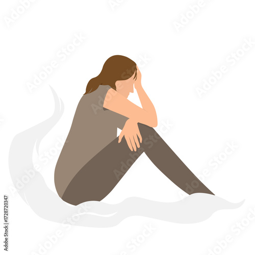 Sad woman isolated on white background