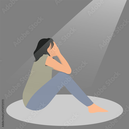 depressed woman illustration