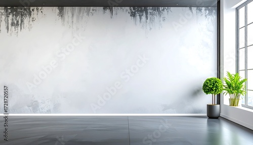 White studio background with textured wall and floor featuring soft lighting, minimal modern interior, and clean neutral tones.