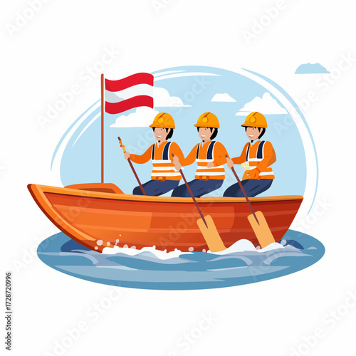 Vector illustration of an emergency medical hotline, featuring a ringing telephone and a first aid flag symbol for urgent healthcare assistance