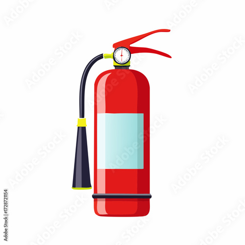 Vector illustration of a red fire extinguisher, a prominent flag for safety and emergency preparedness, isolated on a white background