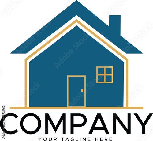 House Real Estate Logo Design with Home Roof , Modern Property Business Branding