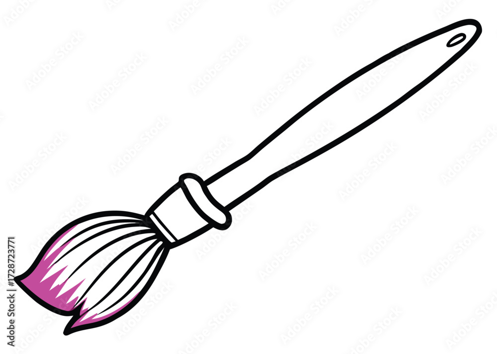 Obraz premium Drawing tool with pink bristles and black handle brush painting