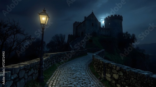 castle in the night , AI Generated.