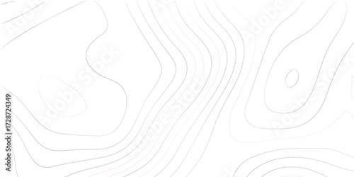 Vector art of contour line topography, depicting elevation changes through isolines, offering a simplified yet informative view of the terrains undulations and features