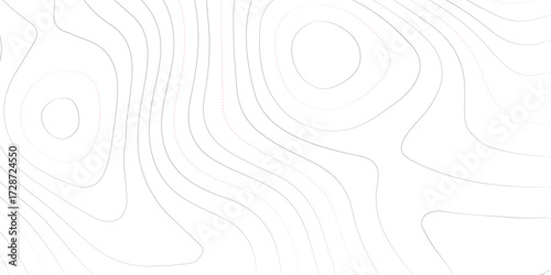 Vector art of topographic contour map, showcasing the elevation changes and terrain features of a specific area, represented by contour lines that connect points of equal elevation