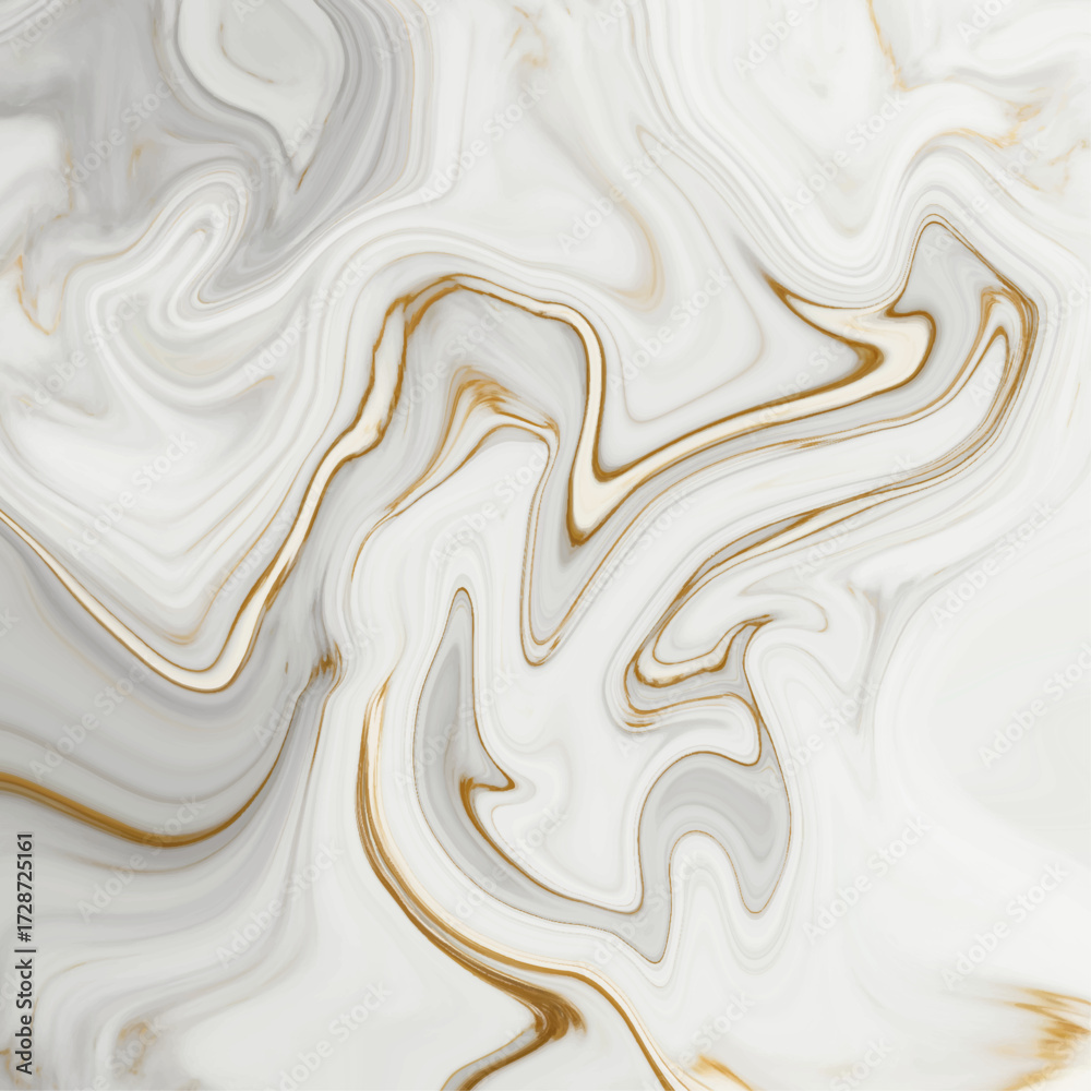 Obraz premium Luxury white and gold marble background with metallic shimmer, elegant fluid ink texture, modern minimalist liquid art design, abstract alcohol ink marble vector illustration
