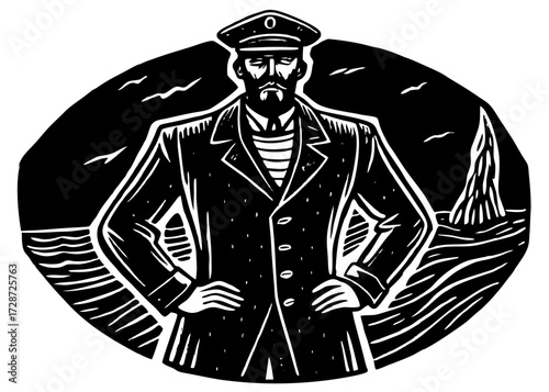 Captain Standing Silhouette, Columbus Day Maritime SVG, PNG