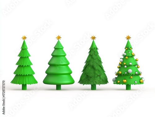 a collection of different green christmas trees
