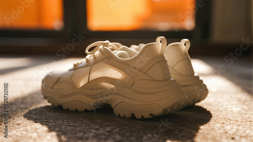 Running shoe image. Walking. Exercise habits. Healthy lifestyle.