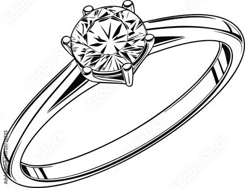 Engagement Ring Jewelry Illustration. Elegant Diamond Ring Design. Luxury Engagement Ring Artwork. Shiny Jewelry Ring Illustration. Wedding Engagement Ring Design. Beautiful Diamond Ring Artwork