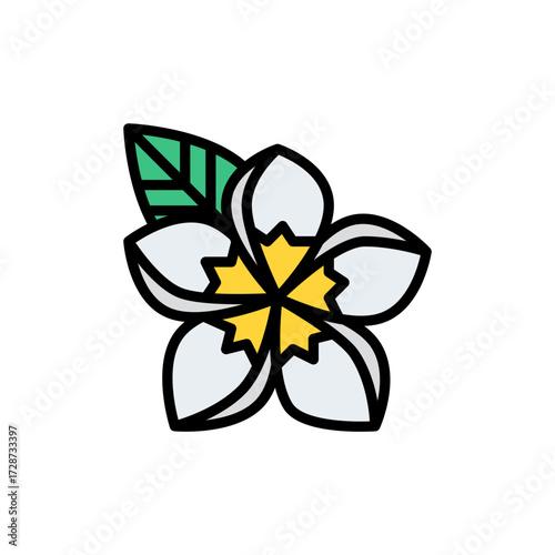 Stylized plumeria flower icon with leaf