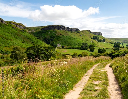 Country lane through a valley