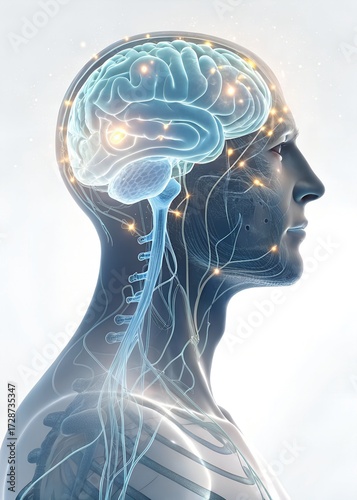 Futuristic Neurosurgery Brain Concept with Glowing Neural Connections