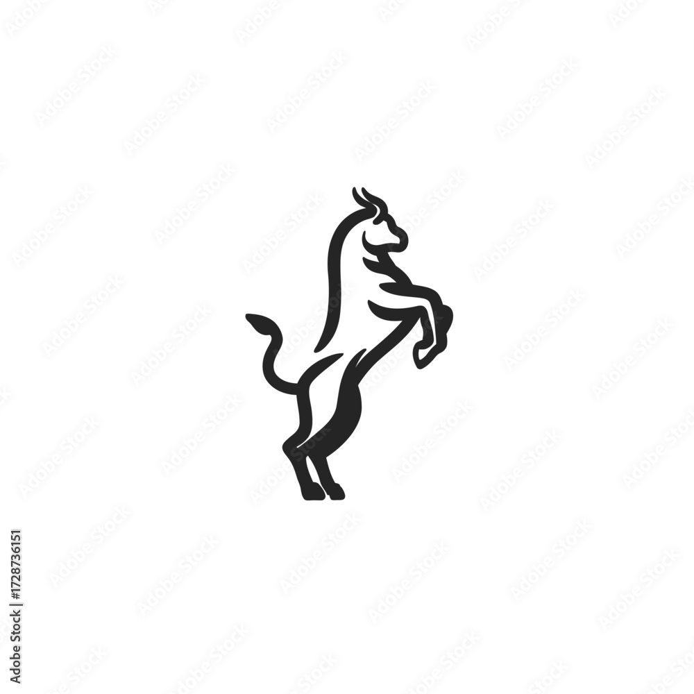 Naklejka premium Stylized black rearing bull