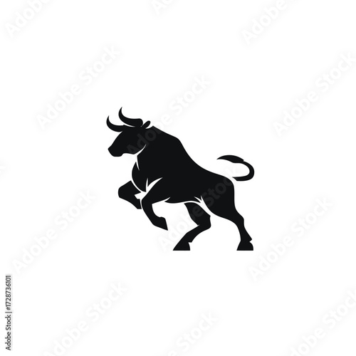 Silhouette of a Bull Rearing Up