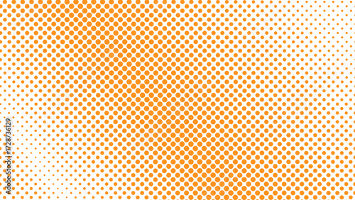 Abstract pop art comic style blue halftone Vector. Dotted orange dot spray vector illustration. Creative pattern vector halftone background. Orange dot spray gradation.	