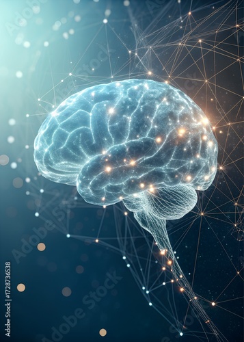 Futuristic Brain Network Abstract with Light and Neural Flow