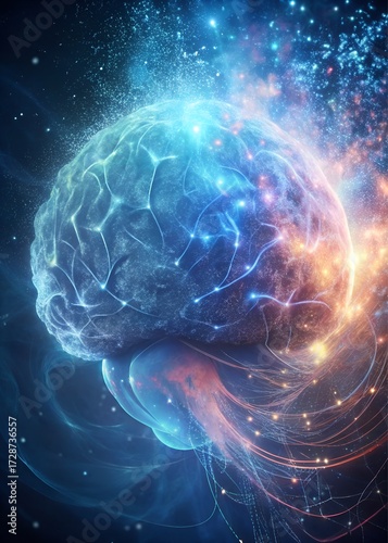 Futuristic Brain Network Abstract with Light and Neural Flow
