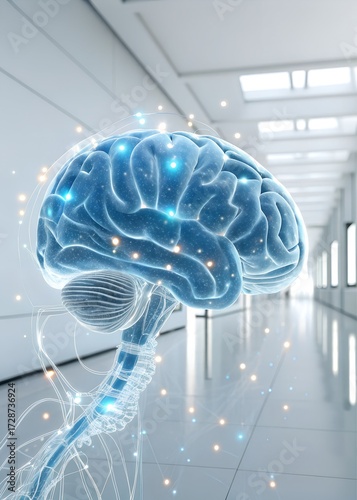 Futuristic Neurosurgery Brain Concept with Glowing Neural Connections