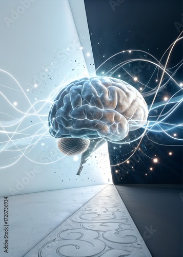 Futuristic Neurosurgery Brain Concept with Glowing Neural Connections